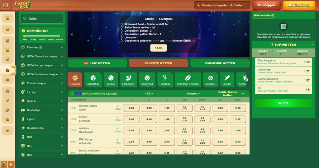 Greenluck 6 Greenluck Casino Sportwetten