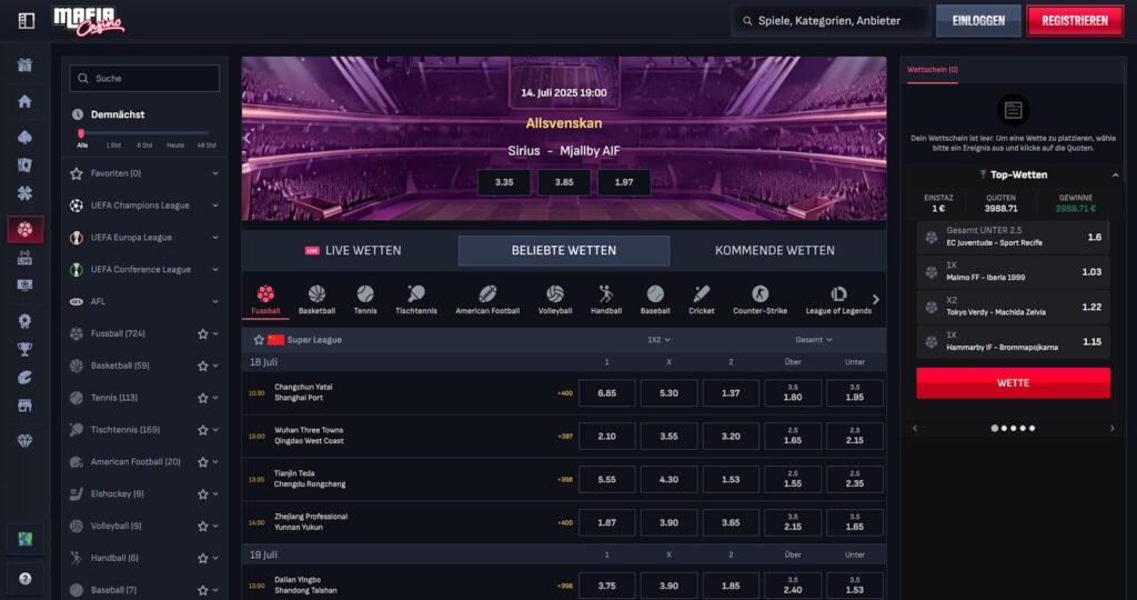 Mafia Casino Sportwetten