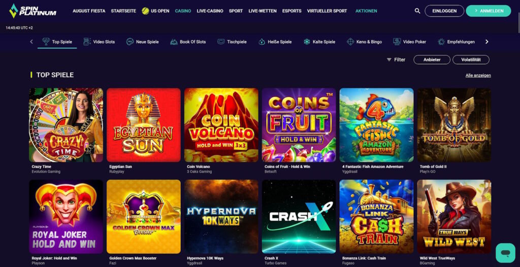 SpinPlatinum Casino Spiele
