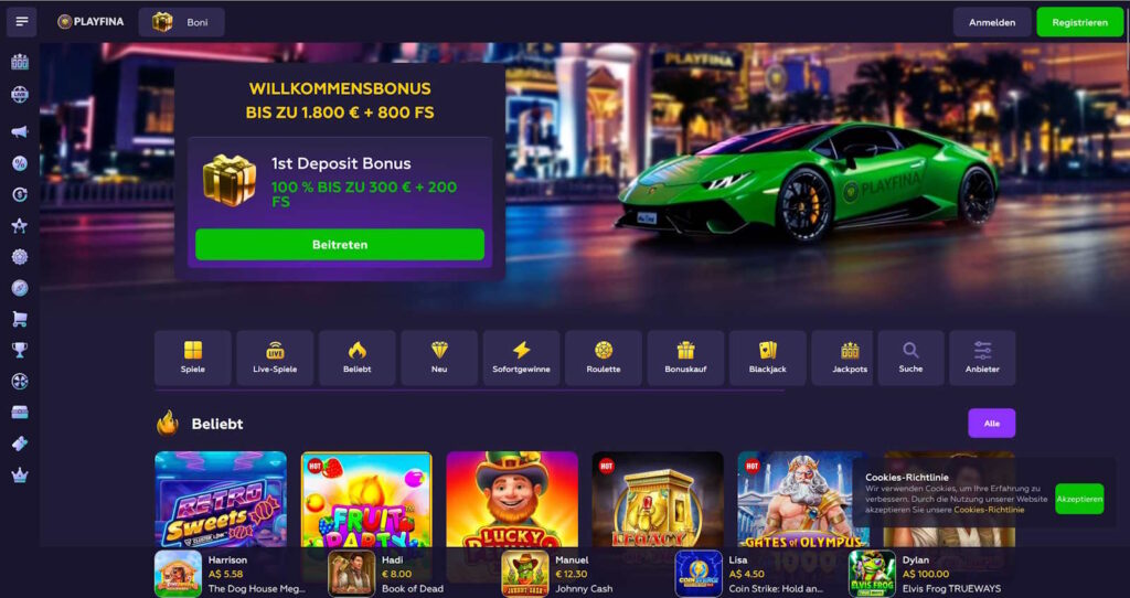 Playfina Casino Startseizte