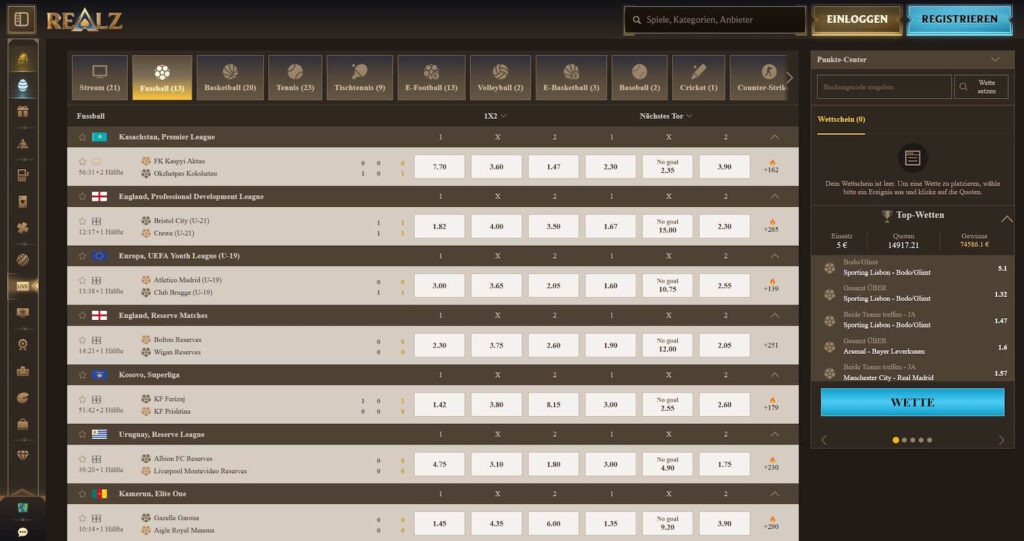 Realz 6 Realz Live Wetten