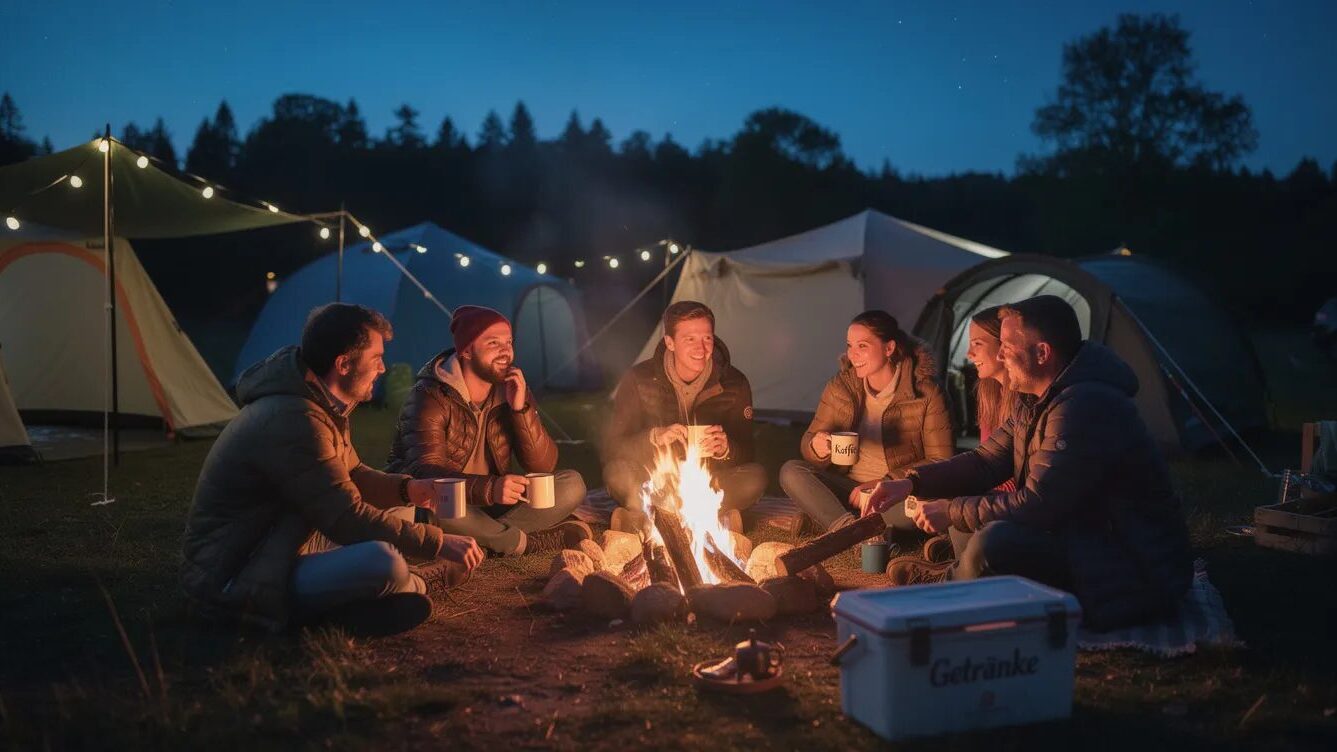 Das große Promibüßen: Konzept, Sendetermine & Streaming 2 Camping am gemütlichen Lagerfeuer.