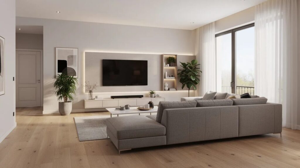 1&1 Fernseher gratis: So funktioniert das aktuelle Angebot 1 Wohnzimmer mit TV Gerät.