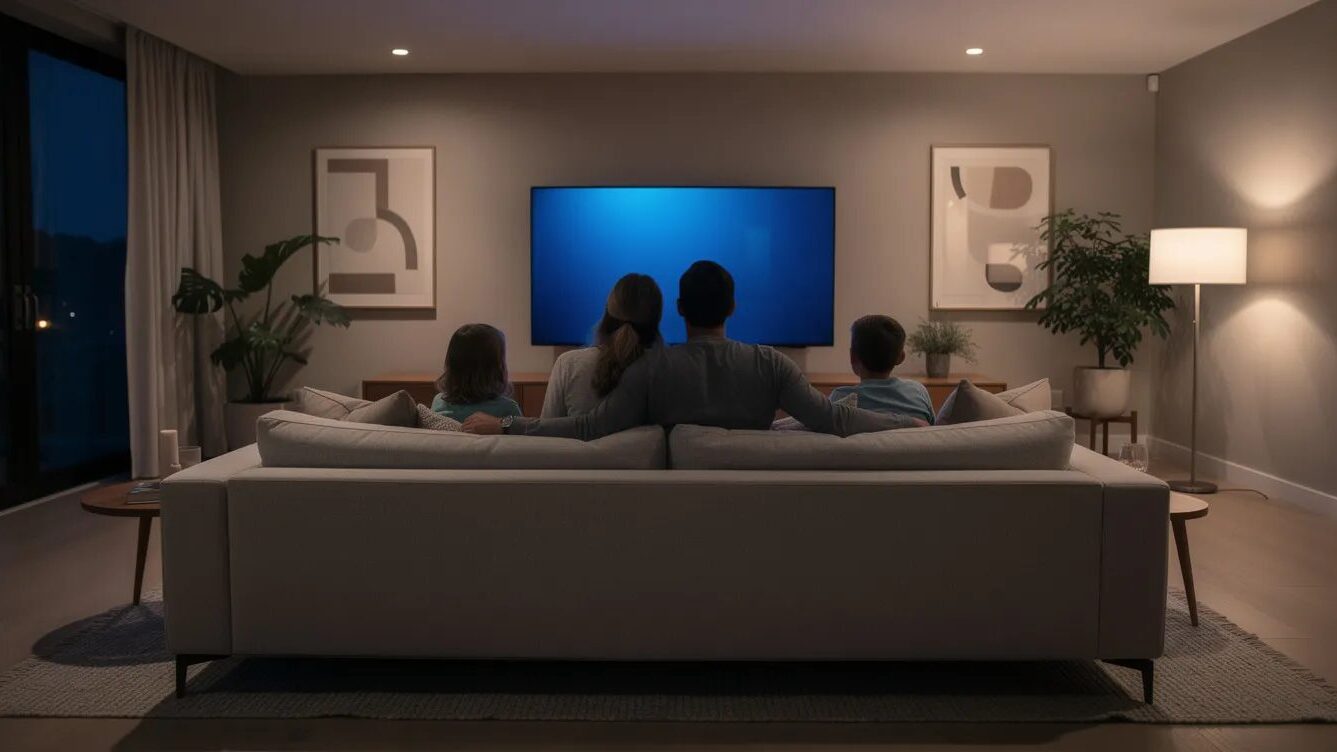 EPG (Elektronischer Programmführer): im TV alles finden 4 Familie beim Fernsehen.