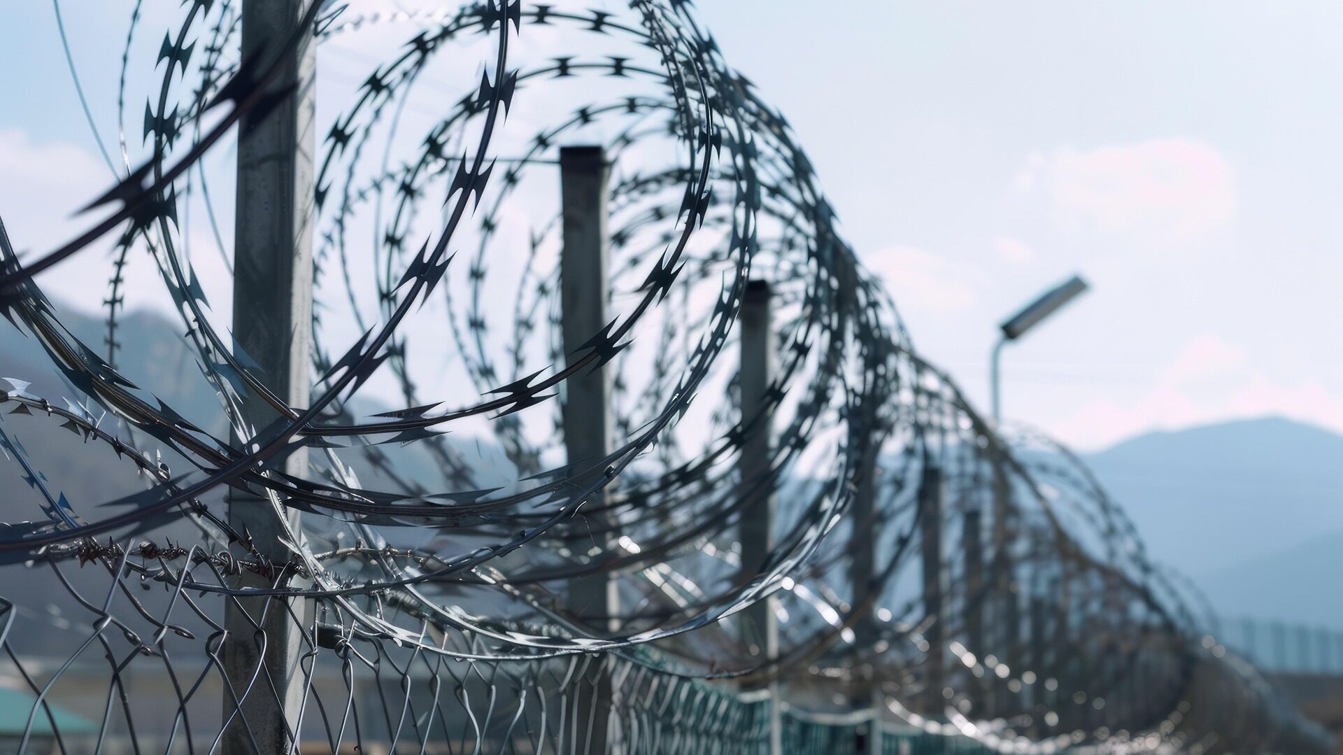 Besetzung von Prison Break: Die Darsteller aller 5 Staffeln 3 Stacheldraht am Zaun eines Gefängnisses.