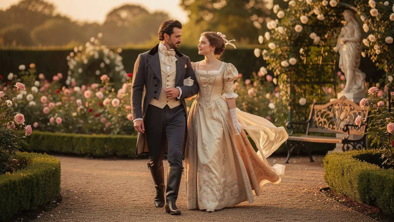 Besetzung von Bridgerton: Alle wichtigen Schauspieler:innen & Figuren 2 Paar in historischer Kleidung.