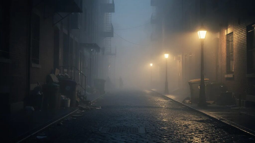 Serie: Definition, Arten, Empfehlungen & aktuelle Highlights 2 Düsteres Setting: Eine Gasse bei Nacht und Nebel.