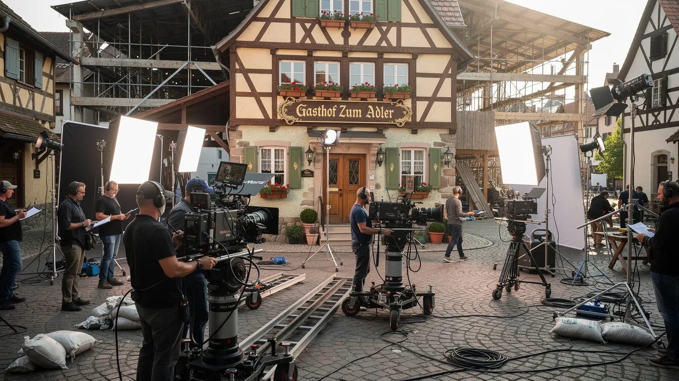 Dahoam is Dahoam: Serie, Figuren, Highlights & aktuelle Folgen 3 Dreharbeiten vor dörflicher Kulisse.