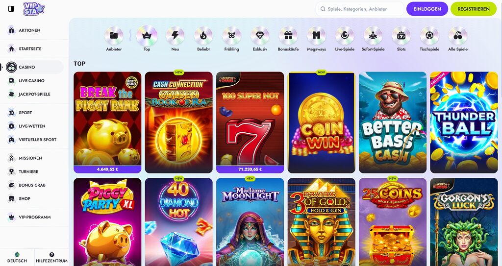 Vipsta Casino Spiele