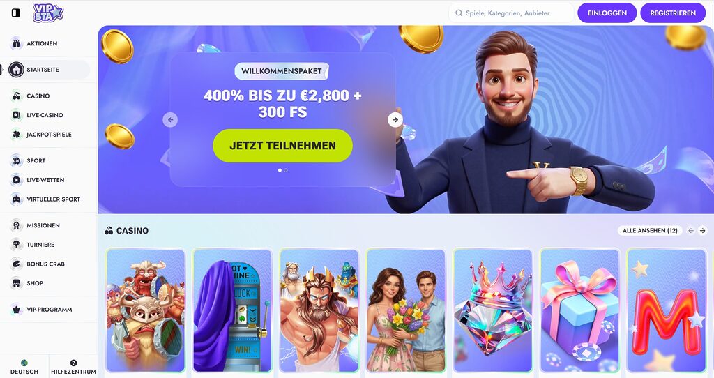 Vipsta Casino Startseite