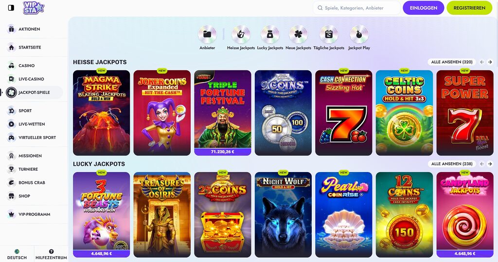 Vipsta 4 Vipsta Jackpot Spiele