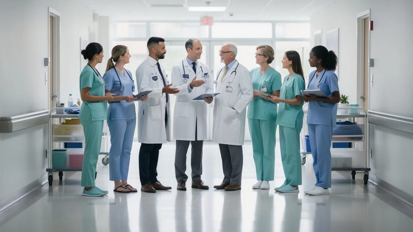 In aller Freundschaft – Die Kult-Krankenhausserie der ARD 2 Ärzte und Pflegerinnen bilden ein gutes Team.