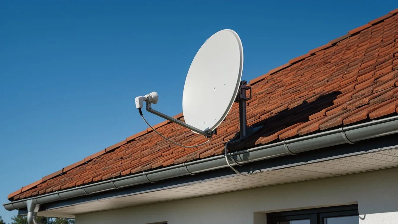 TV Sender – Übersicht, Programm & moderne Empfangswege 1 Satellitenschüssel auf Hausdach.