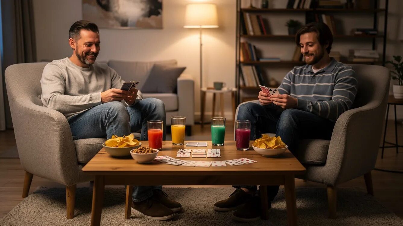 Trinkspiele zu zweit: Die besten Ideen für Paare, WG-Buddys & Online-Dates 1 Trinkspiele mit Kumpel.