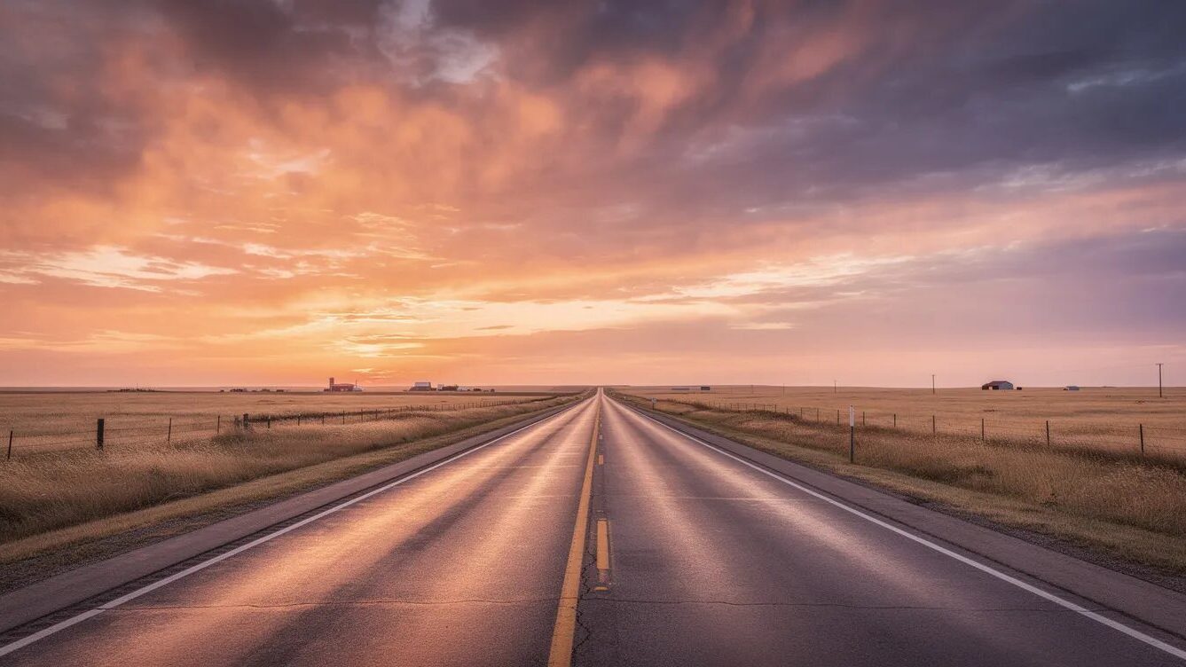 Sylvester Stallone Serie: Von „Tulsa King" bis „The Family Stallone 1 Landstraße im Sonnenuntergang.